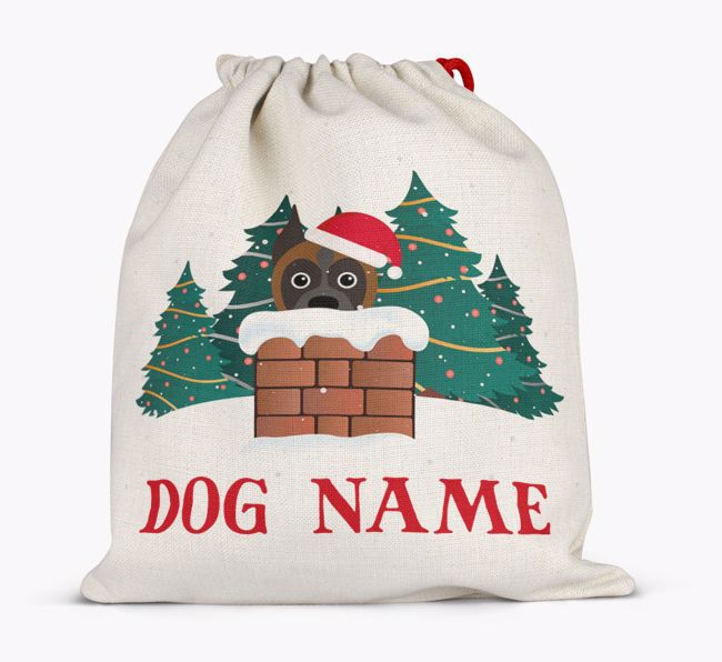 Peeking Dog with Santa Hat: Personalized {breedFullName} Santa Sack 